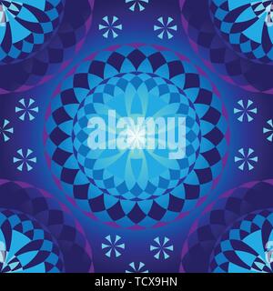 Blauer runder Mandala nahtlose Vektor Muster Stock Vektor