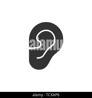 Körper spürt gehört. Ohr Symbol auf weißem Hintergrund. Isolierte Vector Illustration Stock Vektor