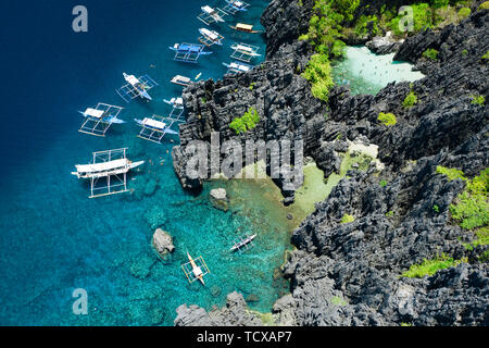 Luftaufnahme von geheimen Strand in El Nido, Palawan, Philippinen Stockfoto