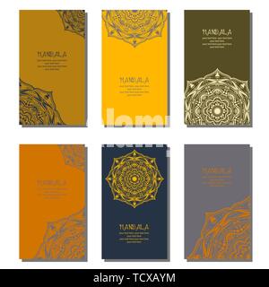 Satz von Visitenkarte und Einladungskarte Vorlagen mit Spitze Ornament. Vector Hintergrund. Indische, Islam, arabische und osmanische Motive. Vintage Design Grundschule Stock Vektor