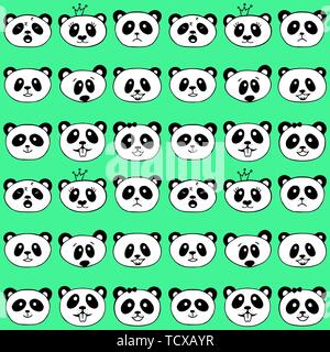Nahtlose Muster mit Panda. Niedliche Tier Gesicht. Nahtlose cartoon Wallpaper. Vector Illustration. Stock Vektor