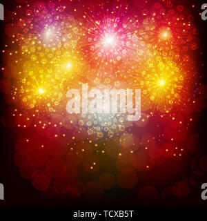 Red Feuerwerk für den Urlaub. Sekt in den dunklen Himmel. Feuerwerk für festliche Veranstaltungen, Silvester, Weihnachten, 4. Juli. Abbildung. Stockfoto