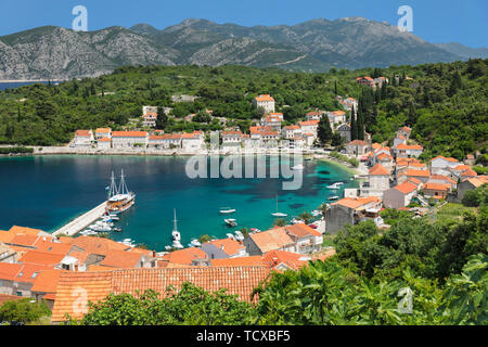 Blick über Rasisce, Insel Korcula, Adria, Dalmatien, Kroatien, Europa Stockfoto