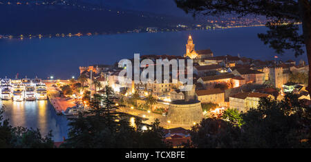 Blick auf die Altstadt von Korcula, Insel Korcula, Dalmatien, Kroatien, Europa Stockfoto