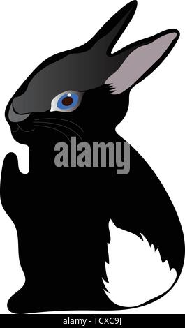 Schwarz Hase stehend Stock Vektor