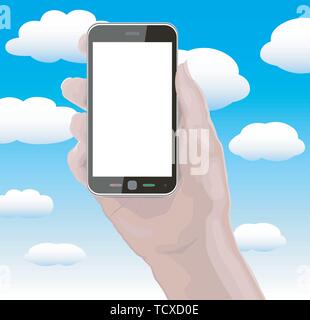Hand Smartphone Handy Telefon hat Leerer Bildschirm mit separaten Layer so können Sie ganz einfach Ihr eigenes Bild hinzufügen können Stock Vektor