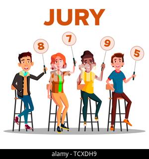 Zeichen Jury mit Werbetafeln Zeige Ergebnis Vektor Stock Vektor