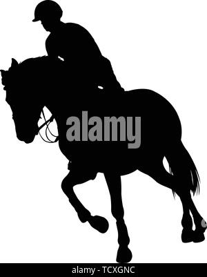Reiten, Pferdesport Silhouette-Vektor Stock Vektor