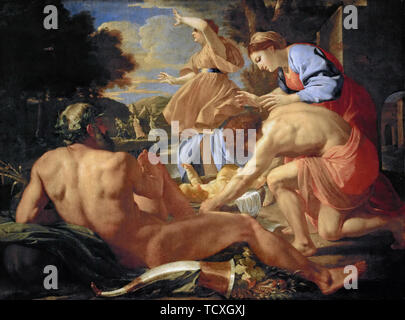 Die Feststellung des Mose, 1624. Schöpfer: Poussin, Nicolas (1594-1665). Stockfoto