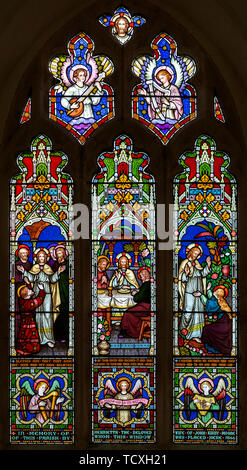 Im viktorianischen Stil des 19. Jahrhunderts Glasfenster, badley Kirche, Suffolk, England, Großbritannien von Frederick Preedy c 1866 Stockfoto