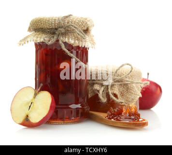 Leckere hausgemachte Marmelade, isoliert auf weißem Stockfoto