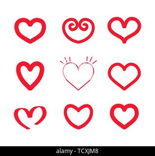 Hand doodle Herzen Sammlung erstellt Stock Vektor