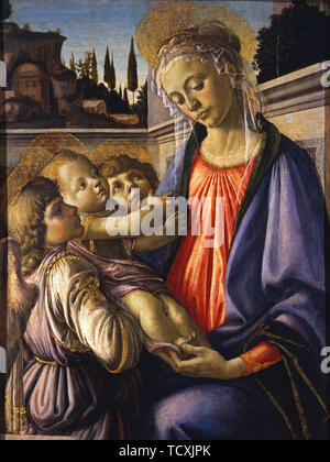 Die Jungfrau und Kind mit zwei Engel, ca 1470. Schöpfer: Botticelli, Sandro (1445-1510). Stockfoto