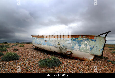 Sturmwolken über Dungeness in Kent als die vorhergesagten Regen fegt über den Südosten. Stockfoto