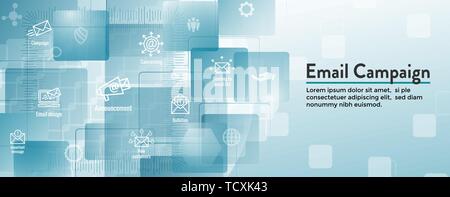 E-Mail Marketing Kampagnen Icon Set & Web header Banner Stock Vektor