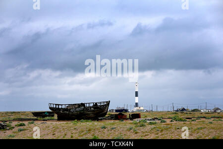 Sturmwolken über Dungeness in Kent als die vorhergesagten Regen fegt über den Südosten. Stockfoto