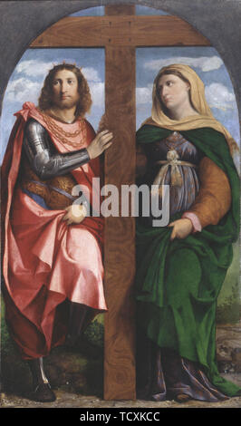 Die Verherrlichung des Kreuzes. Sveti Konstantin der Große und Helena, 1520-1522. Schöpfer: Palma il Vecchio, Jacopo, der Ältere (1480-1528). Stockfoto