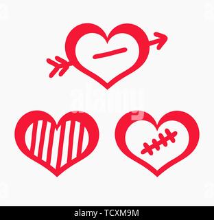 Drei symbolische Herzen Symbole. Vector Illustration Stock Vektor