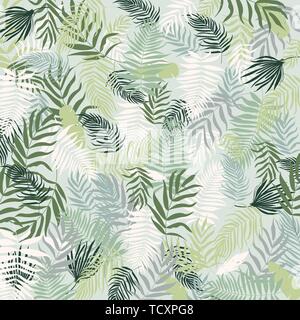 Nahtlose Muster von Palm, Dschungel, Tropical, Blätter Hintergrund. Vektor floral, botanischen und Laub Abbildung. Muster für das Drucken. Stock Vektor