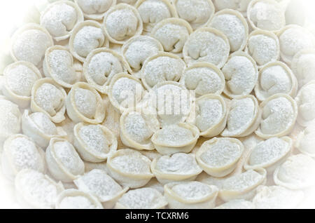 Fleisch Knödel russische Pelmeni. Nahaufnahme Stockfoto