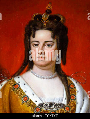 Godfrey Kneller, Anne, Königin von Großbritannien, Coronation Porträt, Porträt Malerei (Detail), 1705 Stockfoto