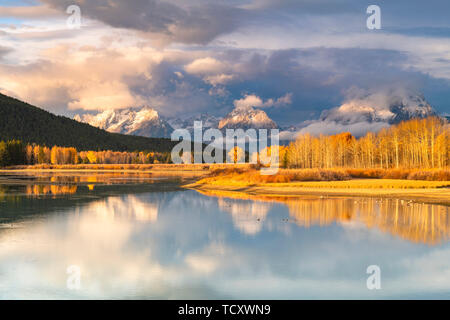 Oxbow Bend, Teton Range, Grand Teton National Park, Wyoming, Vereinigte Staaten von Amerika, Nordamerika Stockfoto