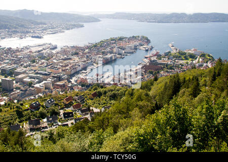 Blick vom Mount Floyen in Bergen, Norwegen Stockfoto