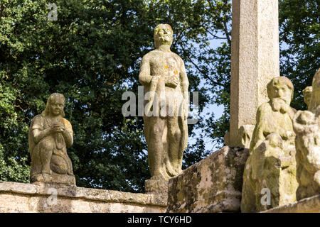 Guehenno, Frankreich. Der Kalvarienberg von Guehenno, dating von 1550, einer der sieben großen calvaries (enclos paroissial) Bretagne (Bretagne) Stockfoto