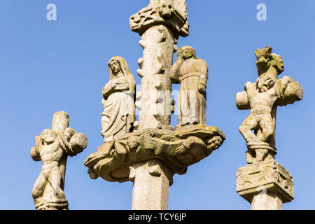 Guehenno, Frankreich. Der Kalvarienberg von Guehenno, dating von 1550, einer der sieben großen calvaries (enclos paroissial) Bretagne (Bretagne) Stockfoto