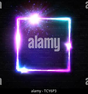 Neon Light Frame. Leuchtende quadrat Banner. Stock Vektor