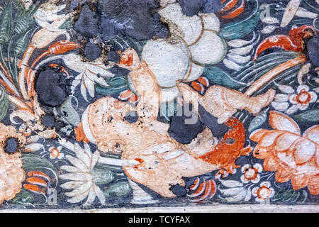 Gemälde und Fresken, die in der Höhle 1, Ajanta Höhlen, Mumbai, Maharashtra, Indien Stockfoto