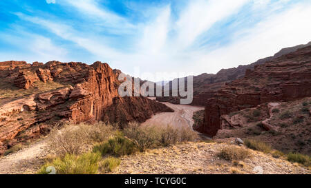 Alten Wandmalereien - Wenjuku Grand Canyon Scenic Area, Wenjuku County, Xinjiang Stockfoto