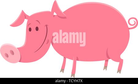 Cartoon Illustration von niedlichen Schweine oder Ferkel Farm Animal Charakter Stock Vektor