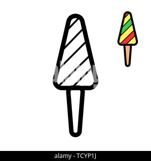 Eis Obst Eis auf einem Stick mit Streifen schwarze und weiße Linie kunst Symbol. Malbuch Seite für Kinder. Sommer fast food Vector Illustration für Geschenk Stock Vektor