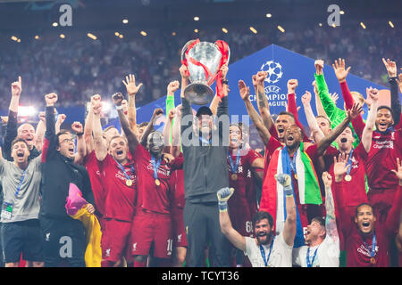 1. Juni 2019 in Madrid, Spanien Fussball Champions League Finale: Tottenham Hotspur gegen Liverpool l+r Stockfoto