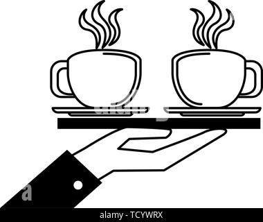 Getränke Likör und trinken Cartoon in Schwarz und Weiß Stock Vektor