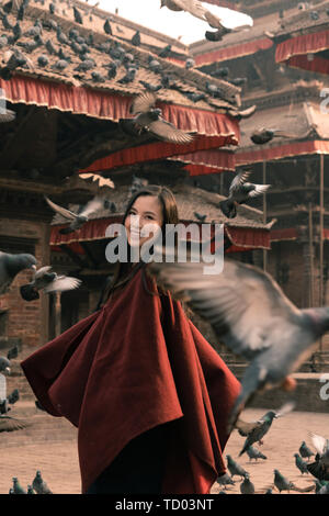 Tauben in Duba Square, Kathmandu, Nepal Stockfoto