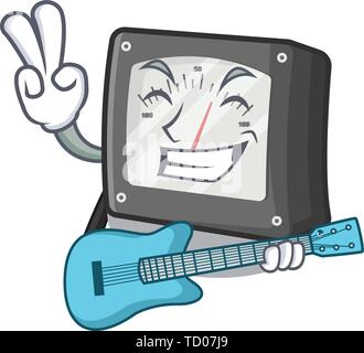 Mit Gitarre meter Ampere im Character Box Stock Vektor