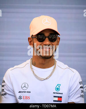 Monte Carlo, Monaco - 25. Mai 2018: britische Rennfahrer Lewis Hamilton, 5 Mal Formel-1-Weltmeister auf der Monaco F1 Grand Prix Rennen fan Event Stockfoto