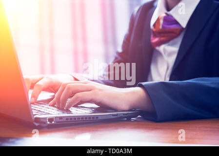 Weibliche Unternehmer mit Laptop im Büro Stockfoto