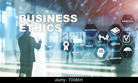 Business Ethnics Philosophie Verantwortung Ehrlichkeit Konzept. Mixed media Hintergrund. Stockfoto