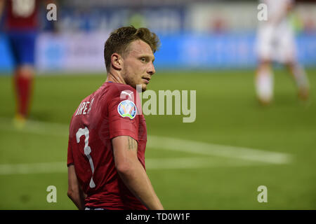 Olomouc, Tschechische Republik. 10 Juni, 2019. Ladislav Krejci (CZE) wird während der Fußball-Weltmeisterschaft 2020 Euro Gruppe einer näheren Bestimmung der Tschechischen Republik vs Montenegro in Olomouc, Tschechische Republik, am 10. Juni 2019. Credit: Ludek Perina/CTK Photo/Alamy leben Nachrichten Stockfoto