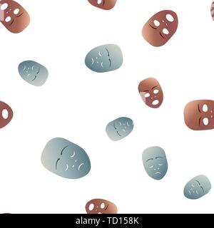 Nahtlose Muster theatralischen Maske mit traurigen und Panik Emotion. Vector Illustration. Bronze und Silber Masken mit Steigung auf weißem Hintergrund. Stock Vektor