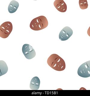 Nahtlose Muster theatralischen Maske mit Apathie und lächelnd Emotion. Vector Illustration. Bronze und Silber Masken mit Steigung isoliert auf weißem backgro Stock Vektor