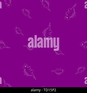 Nahtlose Muster der Kontur von dinosaurus Stegosaurus. Auf lila Hintergrund isoliert. Vector Illustration. Stock Vektor