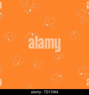 Nahtlose Muster der Kontur von dinosaurus pterodactyl. Auf orange Hintergrund isoliert. Vector Illustration. Stock Vektor