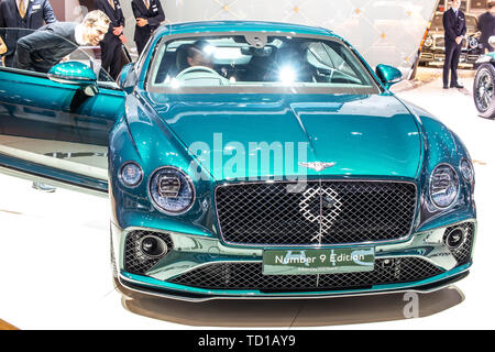 Genf, Schweiz, 06. März 2019: Bentley Continental GT Nr. 9 Ausgabe am Genfer Autosalon, Auto produziert, das von Bentley Stockfoto