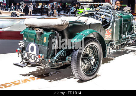 Genf, Schweiz, 06. März 2019 Vintage Bentley Blower Le Mans Rennwagen 1929 1931 glänzend Classic retro Fahrzeug am Internationalen Automobilsalon in Genf Stockfoto