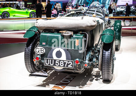 Genf, Schweiz, 06. März 2019 Vintage Bentley Blower Le Mans Rennwagen 1929 1931 glänzend Classic retro Fahrzeug am Internationalen Automobilsalon in Genf Stockfoto