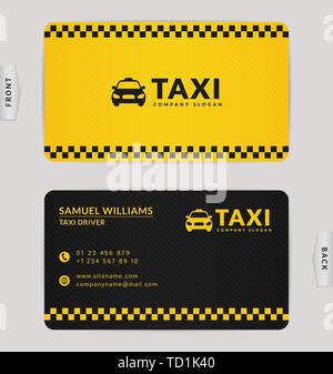 Business Card Design in Schwarz und Gelb. Stilvolle vector Template für Taxiunternehmen. Stock Vektor